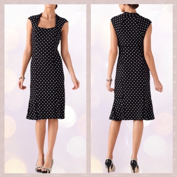 💄WHBM💄Polka Dot Fitted Knit Sheath Dress - Picture 4 of 7